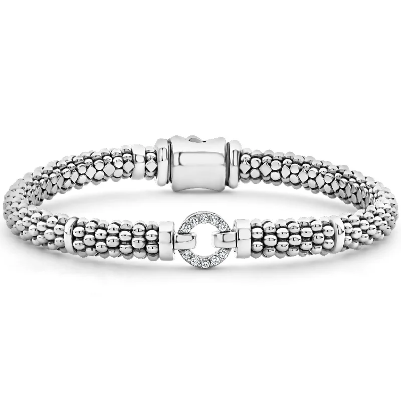 women twisted bracelets -Enso Diamond Circle Caviar Bracelet | 6mm