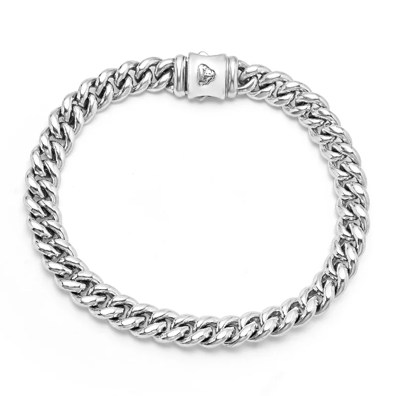 women heart-shaped bracelets -Anthem Silver Curb Chain Bracelet | 8mm