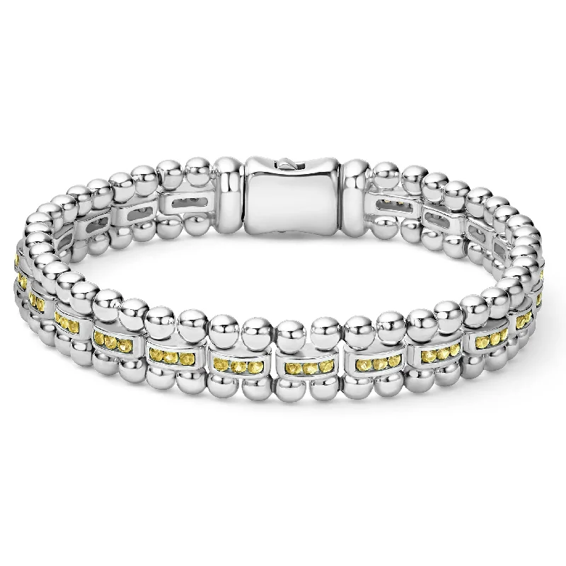 women boho bracelets -Caviar Spark Yellow Sapphire Link Bracelet