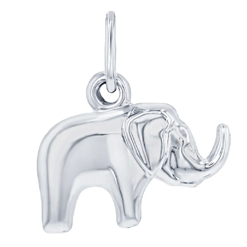 women anniversary necklaces -14K White Gold Polished Elephant Good Luck Pendant