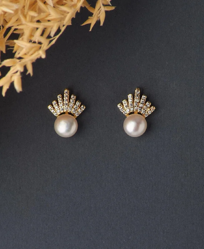 women teardrop earrings -Pretty White Pearl Stud Earring