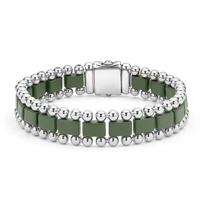 women infinity bracelets -Anthem Matte Hunter Green Ceramic Link Bracelet