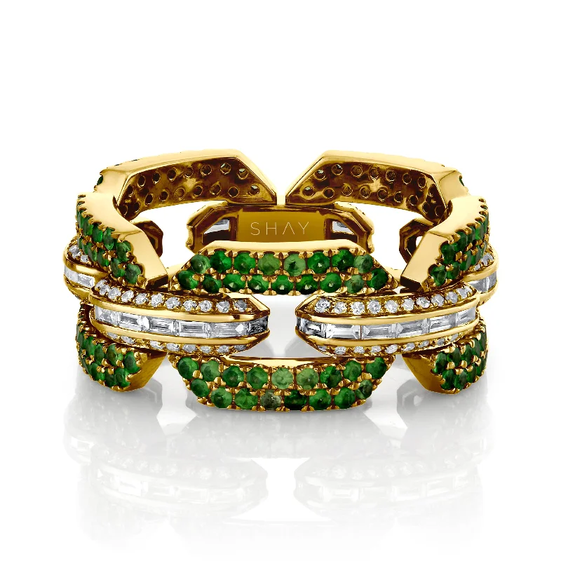 Yellow Gold/Green Garnet