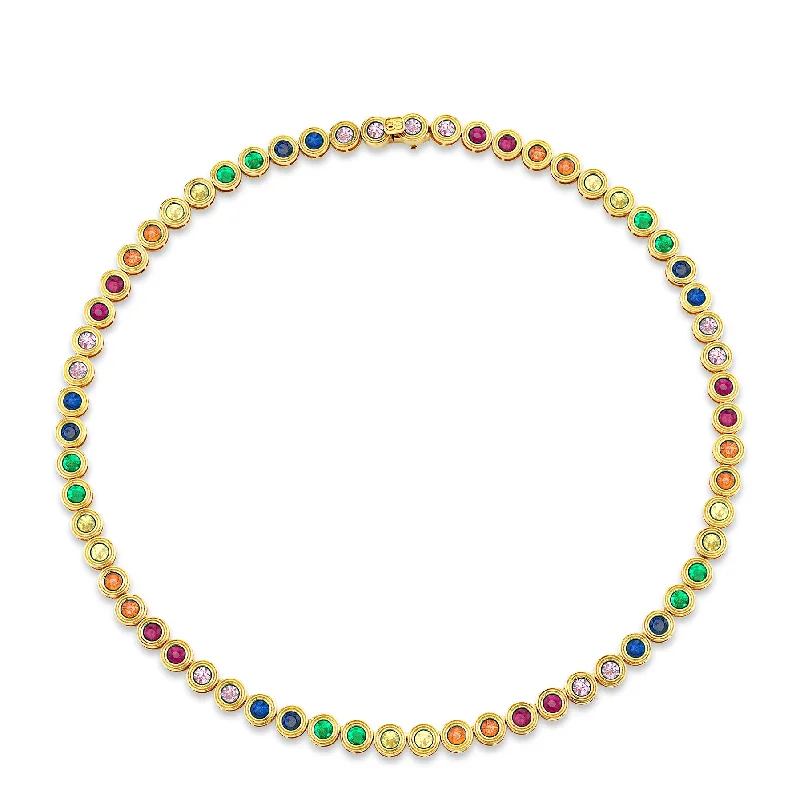 women butterfly necklaces -Gold & Rainbow Large Fluted Eternity Necklace