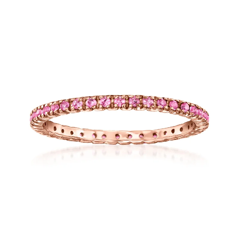 women unique cut engagement rings -RS Pure by Ross-Simons Pink Sapphire Eternity Band in 14kt Rose Gold