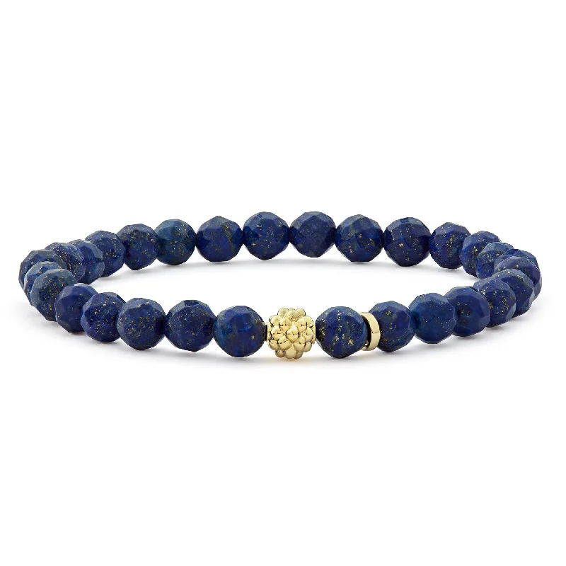 women adjustable bangles -Caviar Icon Lapis Gold Station Bead Bracelet