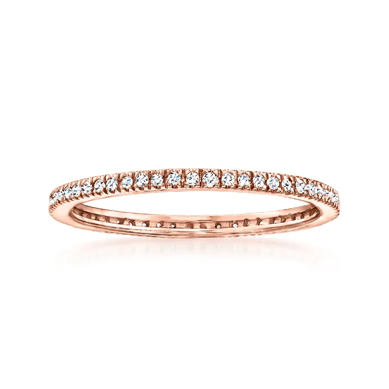 women engraved wedding bands -RS Pure by Ross-Simons Diamond Eternity Band in 14kt Rose Gold