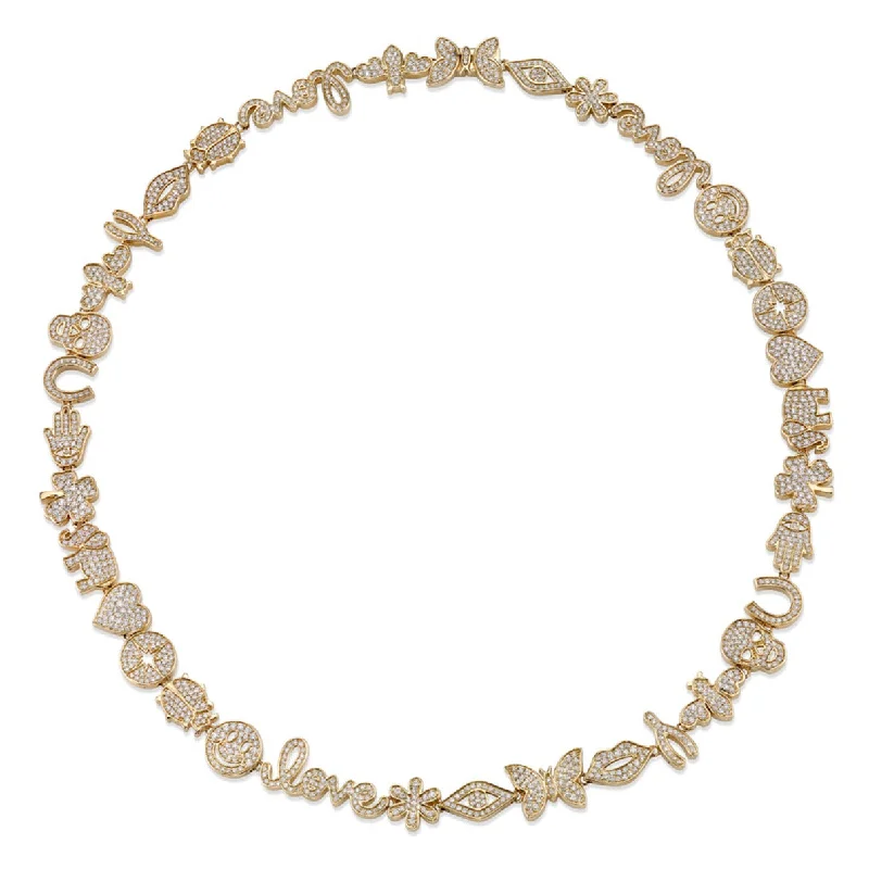 women pearl necklaces -Gold & Pavé Diamond Anniversary Multi-Icon Eternity Necklace