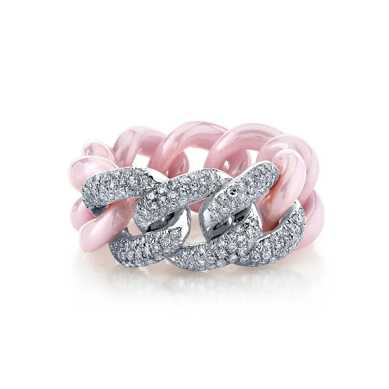 Pink Ceramic/White Gold/Dia