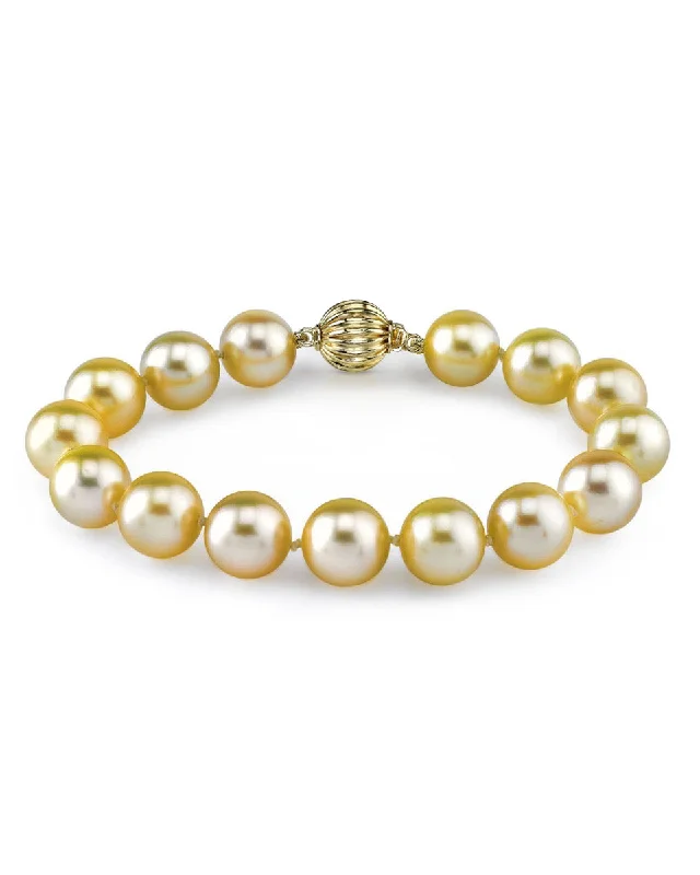 women bangles -Golden South Sea Pearl Bracelet, 9.0-10.0mm