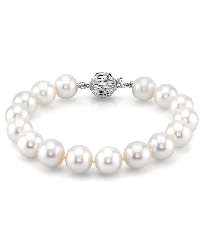 women thin bracelets -9.5-10.5mm White Freshwater Pearl Bracelet - AAAA Quality