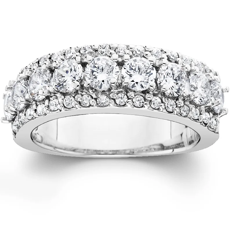 women antique-style engagement rings -1 1/2ct Diamond Wedding Ring Womens Anniversary Band 14k White Gold