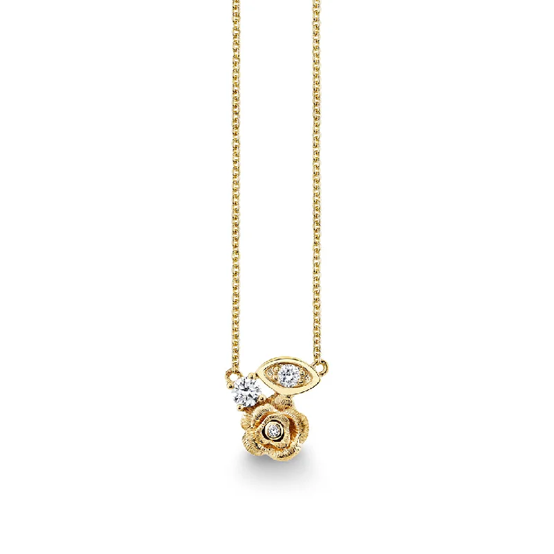 women oversized necklaces -Gold & Diamond Large Marquise Eye Rose Necklace