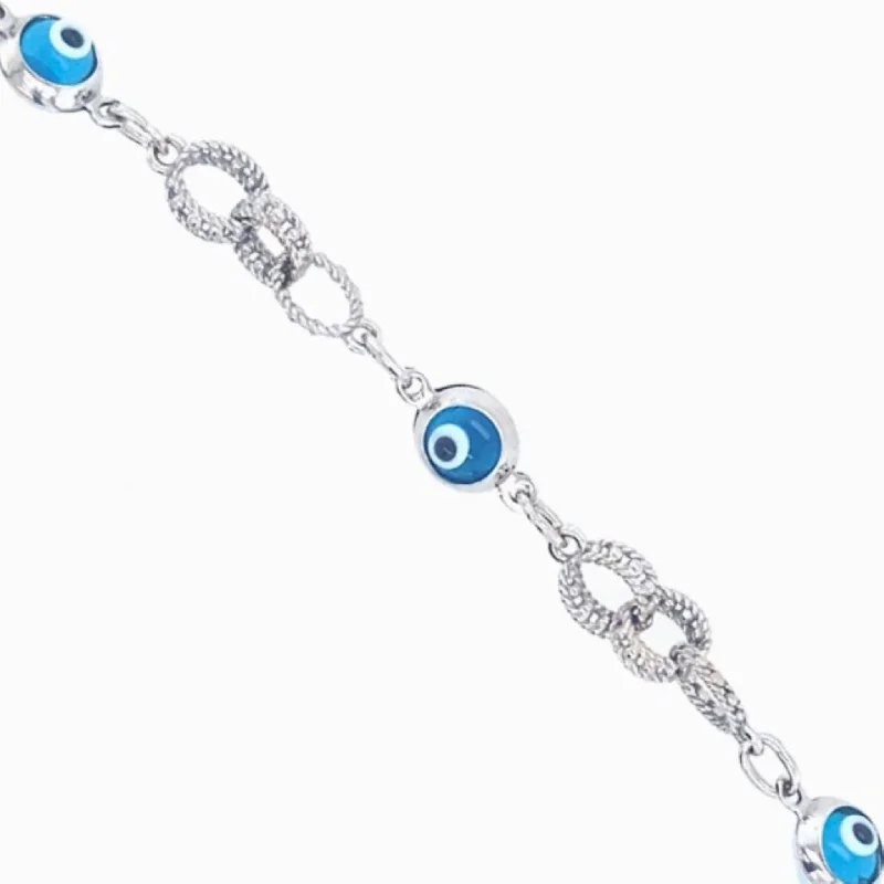 women gemstone bracelets -Evil Eye Bracelet - 14kt White Gold