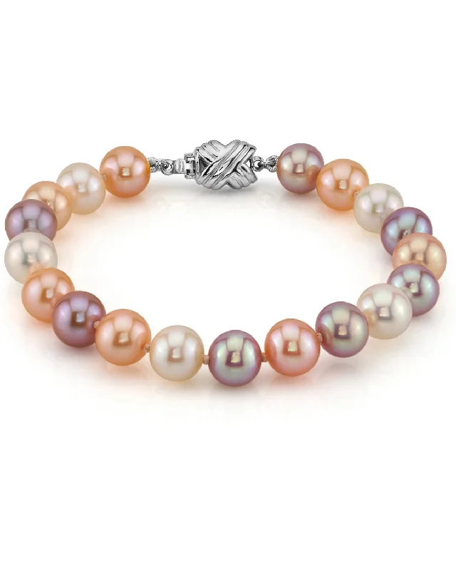 women rose gold bangles -8.0-8.5mm Multicolor Freshwater Pearl Bracelet - AAAA Quality