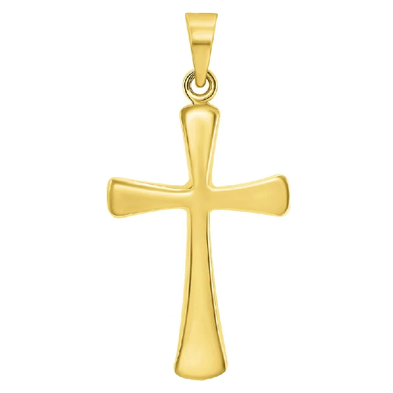 women tassel necklaces -14k Yellow Gold High Polished Religious Plain Simple Cross Pendant (25 mm x 13 mm)