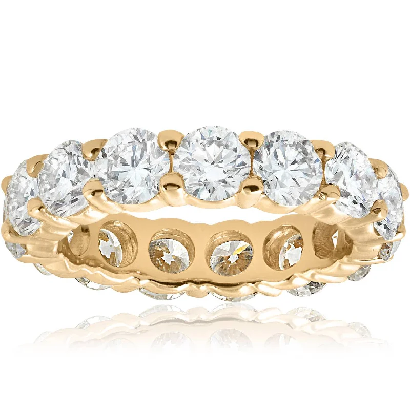 women gold solitaire engagement rings -5Ct Diamond Eternity Ring Lab Grown 14k Yellow Gold