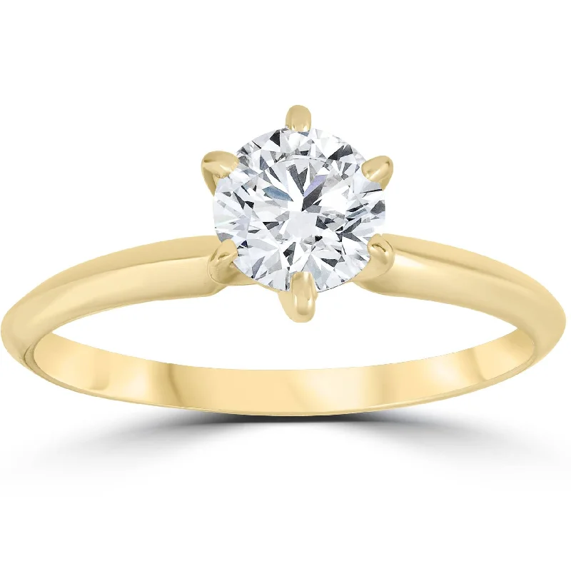 women luxury diamond engagement rings -14k Yellow Gold 1ct Round Solitaire Diamond Engagement Ring