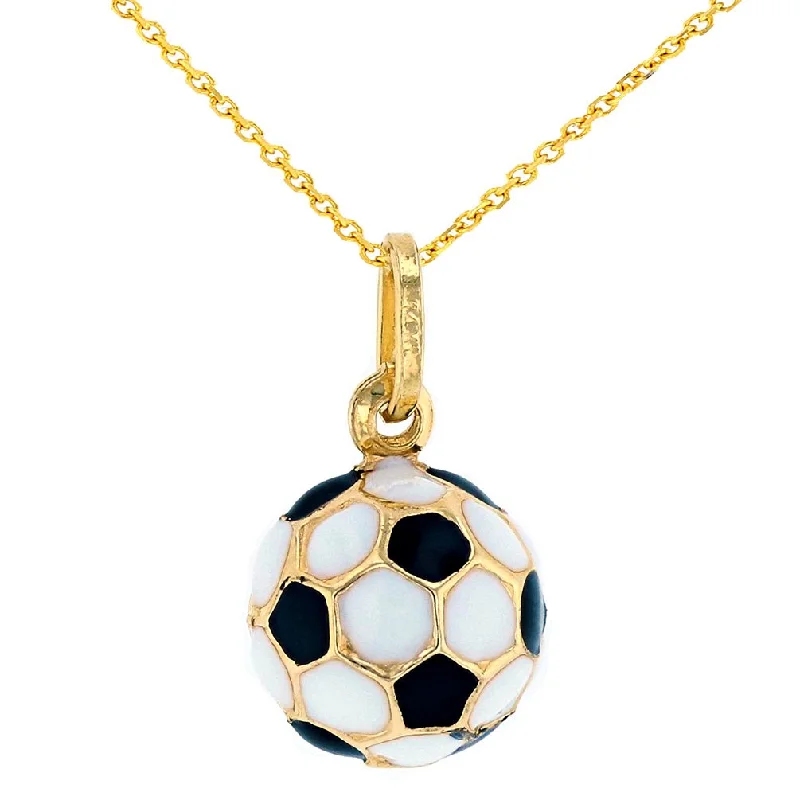 women luxury silver necklaces -Jewelry America Fine 14k Gold Simple Soccer Ball Futbol Pendant Necklace