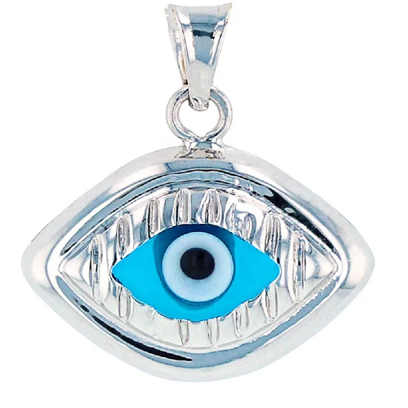 women artistic necklaces -14k White Gold Blue Eye Evil Eye Pendant