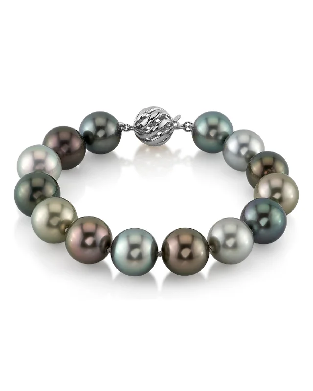 women silver cuff bracelets -Multi-Color Tahitian Pearl Bracelet, 11.0-12.0mm