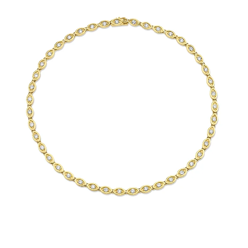 women minimalist gold necklaces -Gold & Diamond Large Marquise Eye Eternity Necklace