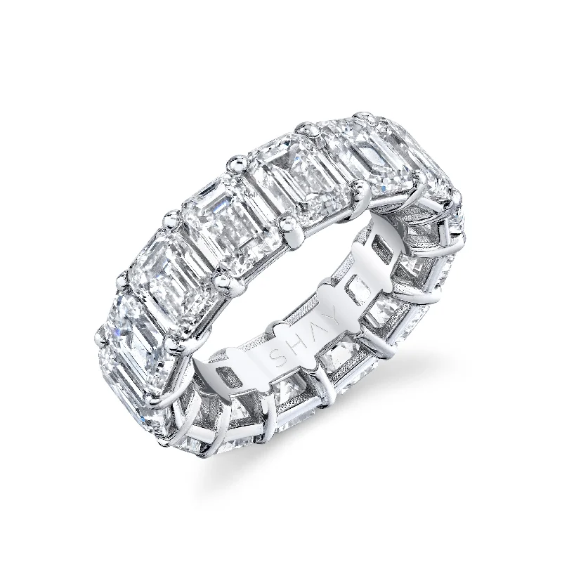 women antique engagement rings -JUMBO DIAMOND EMERALD CUT ETERNITY BAND, 14cts