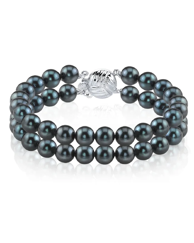 women jewelry bangles -Japanese Akoya Black Double Pearl Bracelet - Various Sizes