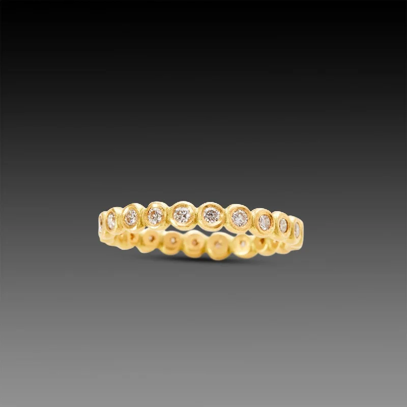 women elegant wedding rings -Hammered Dot Diamond Eternity Band