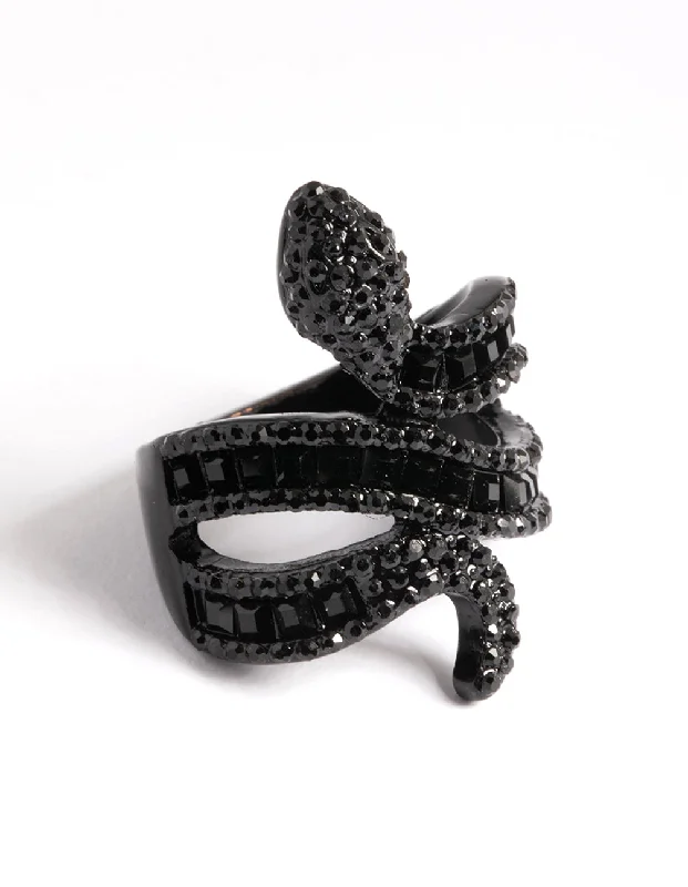 women affordable engagement rings -Black Baguette Snake Ring