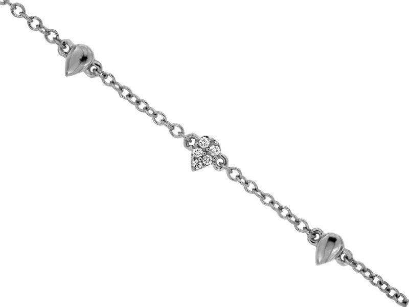 women romantic bangles -Diamond Accented Chain Style Bracelet