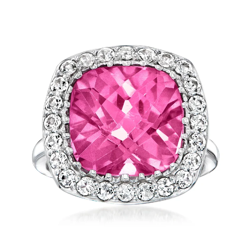 women fancy engagement rings -Ross-Simons Pink Topaz and . White Topaz Ring in Sterling Silver