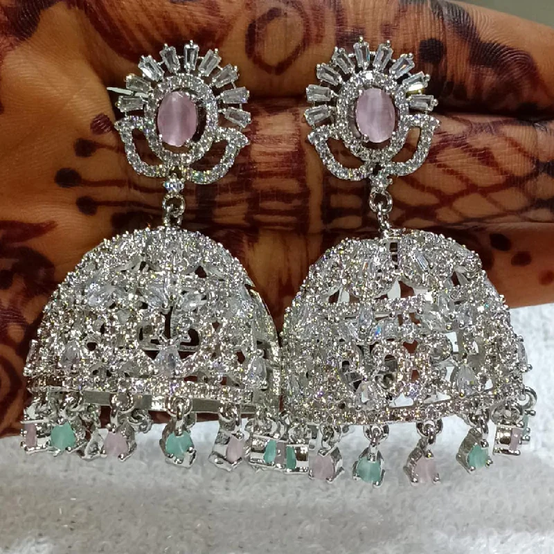 women zodiac earrings -Kavita Art Silver Plated American Diamond Jhumki