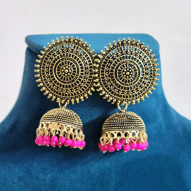 women art deco earrings -H K Fashion Gold Plated Pearls Jhumki Earrings