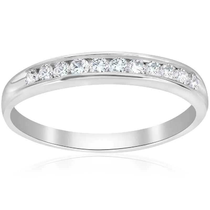 women diamond band engagement rings -1/4ct Diamond Wedding Ring 14K White Gold