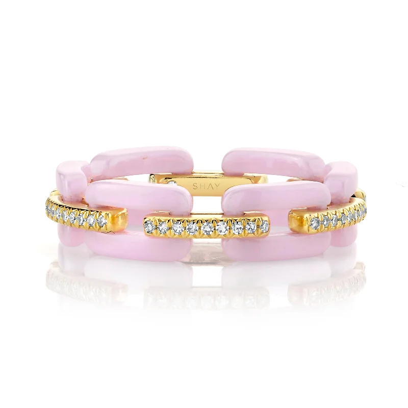 Pink Ceramic/Yellow Gold/Dia