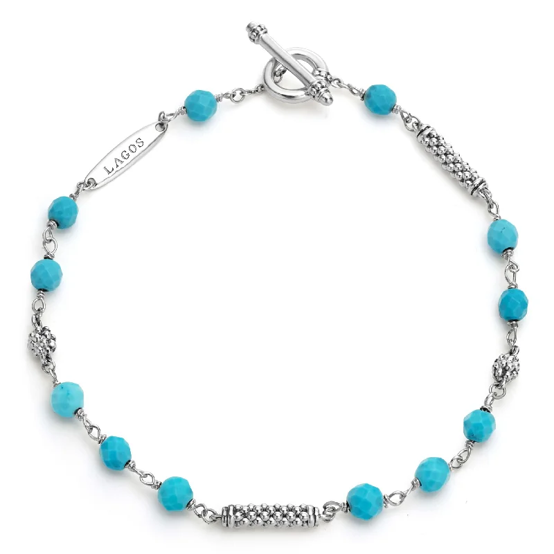 women custom gemstone bracelets -Caviar Icon Turquoise Beaded Bracelet