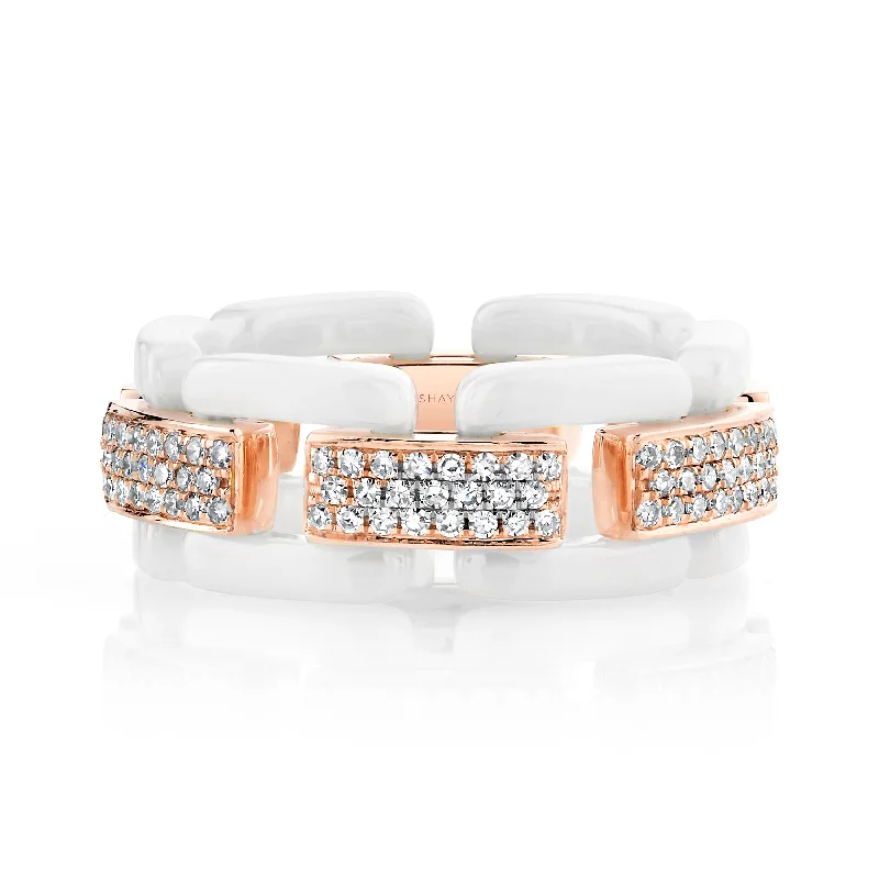 White Ceramic/Rose Gold/Dia