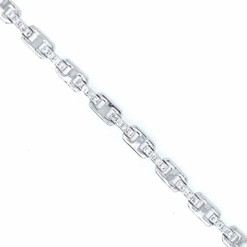 women engraved bangle sets -Diamond Accented Figure Eight Design Bracelet