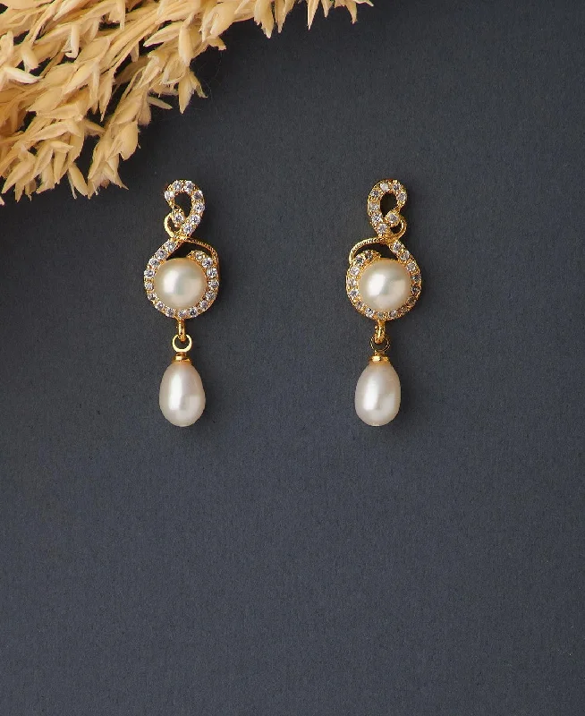 women colorful gemstone earrings -Trendy Real Pearl Hanging Earring