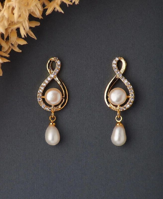 women statement drop earrings -Trendy Pearl Hanging Earring