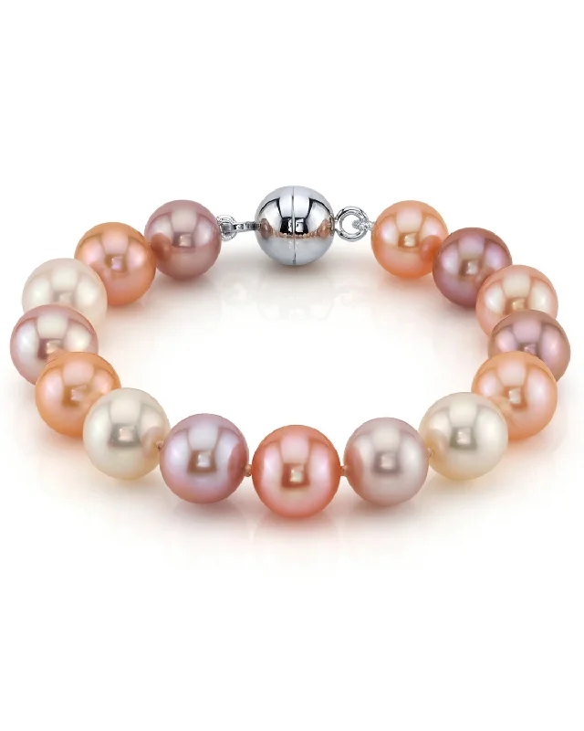 women leather bracelets -9.5-10.5mm Multicolor Freshwater Pearl Bracelet - AAAA Quality