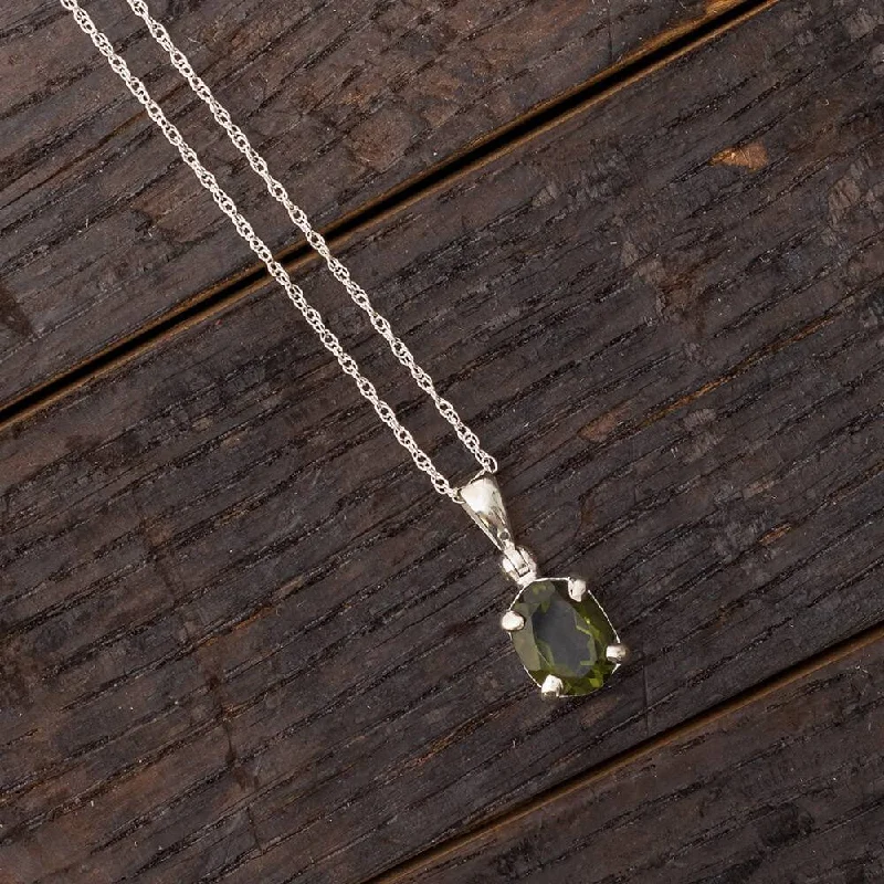 women unique charm necklaces -Faceted Moldavite Necklace