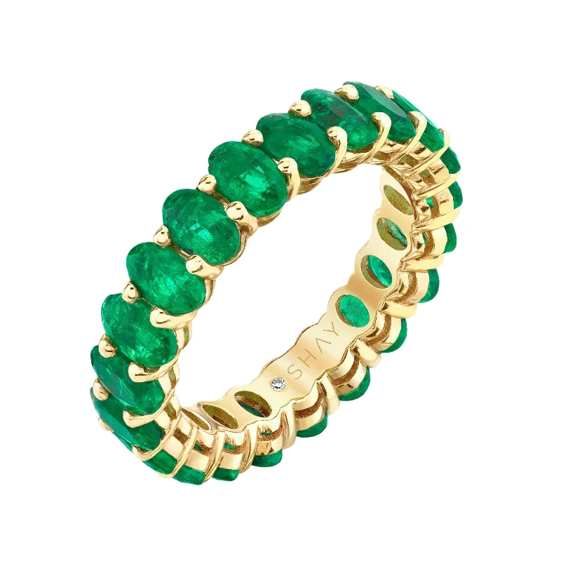 women engagement rings -SMALL EMERALD OVAL ETERNITY BAND