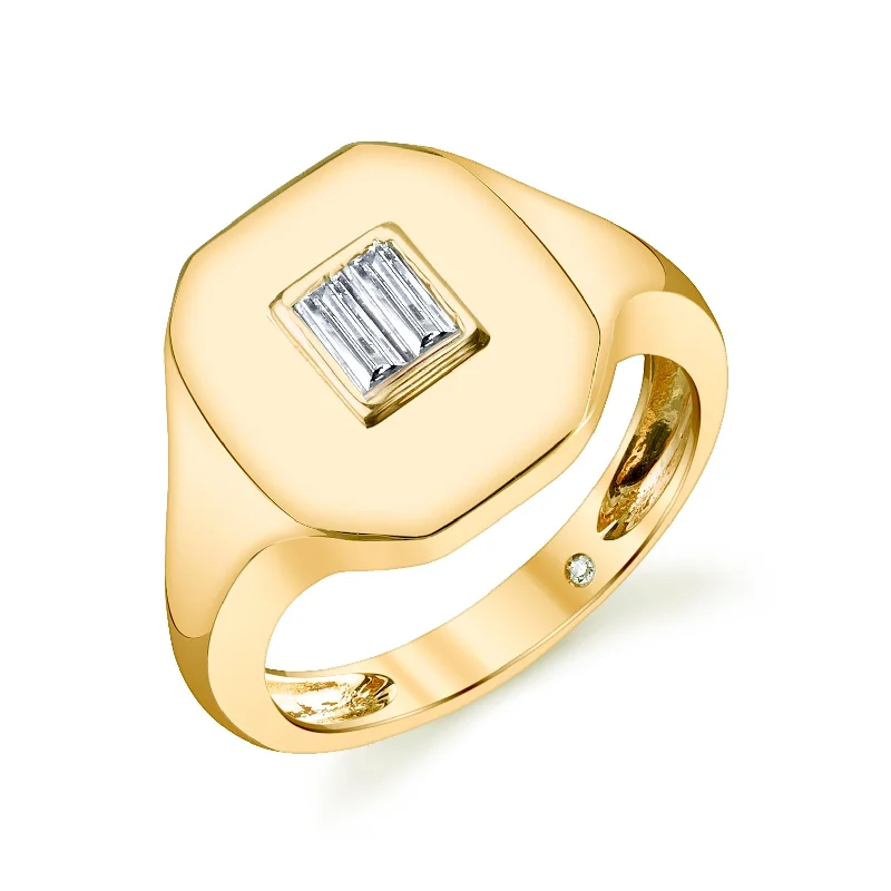 women gold-plated rings -READY TO SHIP DIAMOND BAGUETTE PINKY RING