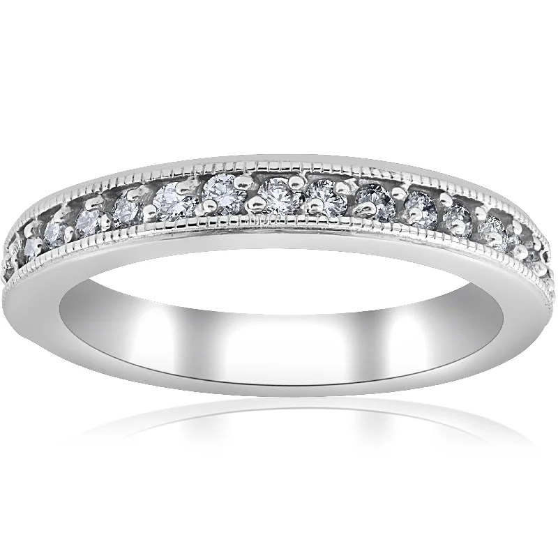 women custom engagement rings -1/3ct Diamond Wedding Ring 14K White Gold