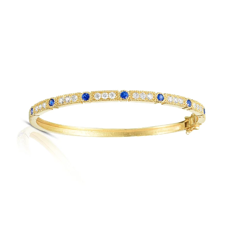 women boho bracelets -Sapphire and Diamond Bangle Bracelet