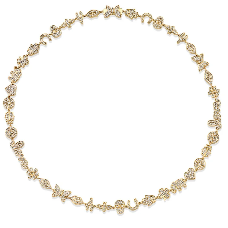 women statement necklaces -Gold & Diamond Small Anniversary Eternity Necklace