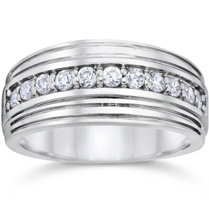 women emerald cut engagement rings -1/2Ct Diamond Men's Wedding Ring White, Yellow, Rose Gold or Platinum Lab Grown