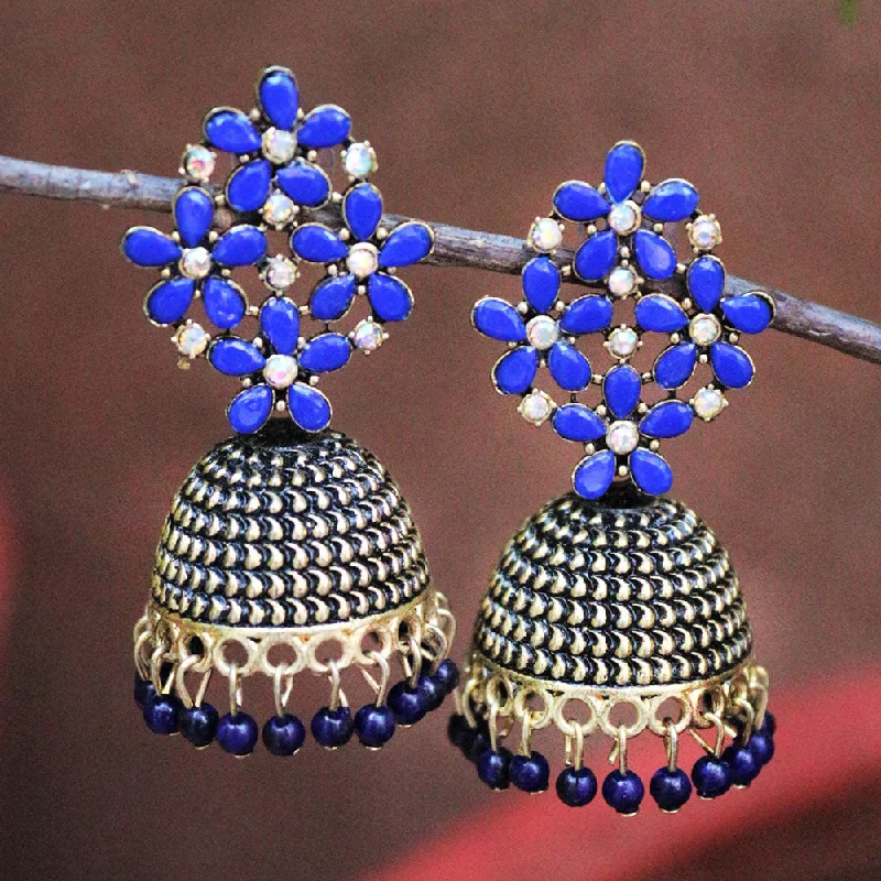 women crystal earrings -H K Fashion Gold Plated Austrian Stone And  Pearls Jhumki Earrings